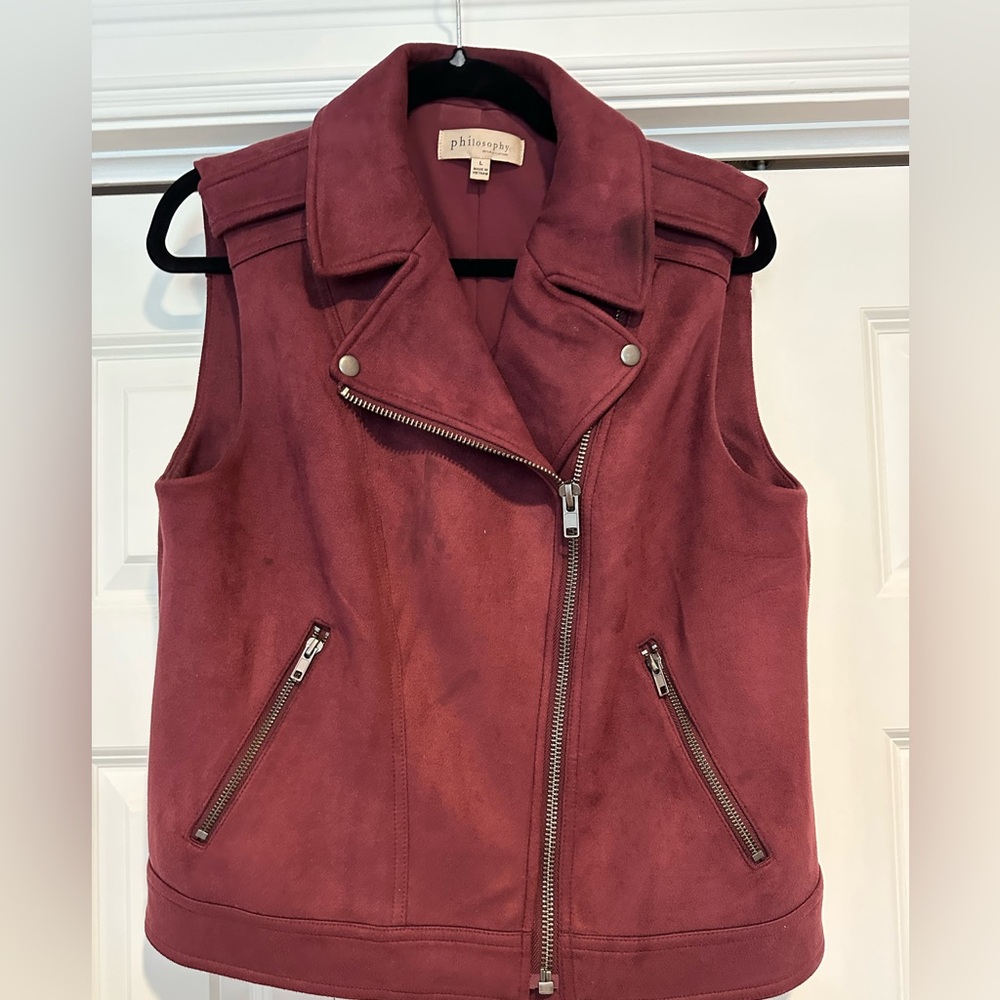 Philosophy Women's Maroon Vest with Zipper Detail